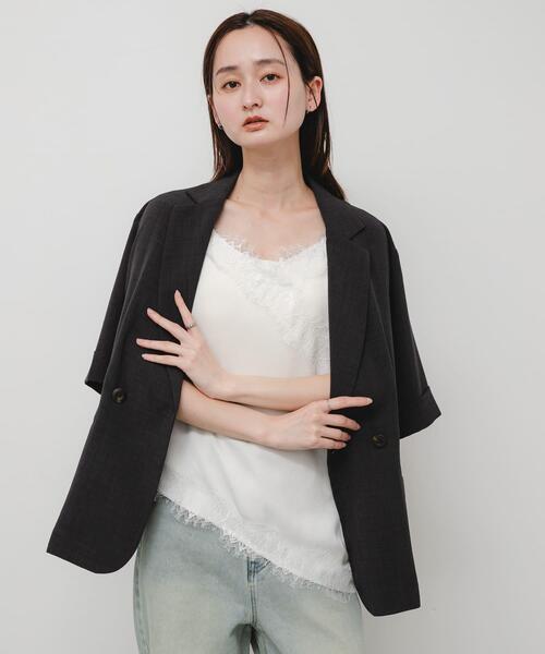 SENSE OF PLACE by URBAN RESEARCH(センスオブプレイスバイアーバンリサーチ)の「アシメヘムレースキャミソール(キャミソール・レディース・オフホワイト/ブラック/ブラウン・ONE)」の6枚目の写真