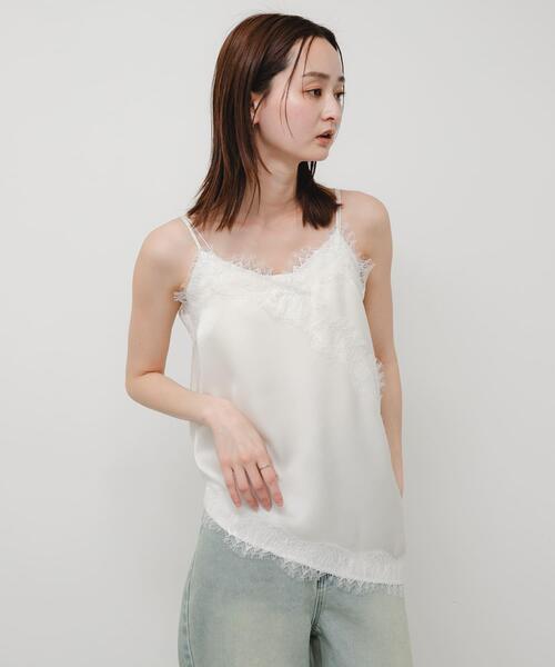 SENSE OF PLACE by URBAN RESEARCH(センスオブプレイスバイアーバンリサーチ)の「アシメヘムレースキャミソール(キャミソール・レディース・オフホワイト/ブラック/ブラウン・ONE)」の8枚目の写真
