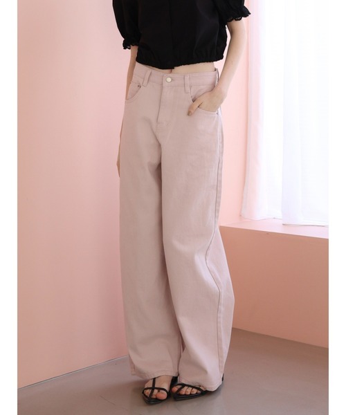 pink loose denim（デニムパンツ）｜miies miim（ミーエスミーム）の