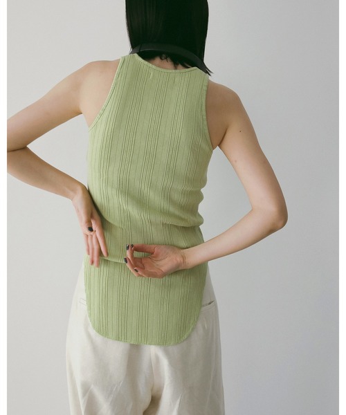 anuke（アンヌーク）の「Padin Rib Tanktop（タンクトップ・レディース・チャコールグレー/ホワイト/ライトグリーン・FREE）」の6枚目の写真