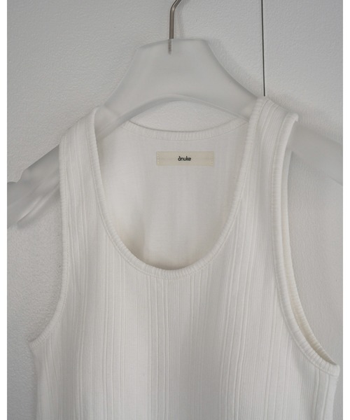 anuke（アンヌーク）の「Padin Rib Tanktop（タンクトップ・レディース・チャコールグレー/ホワイト/ライトグリーン・FREE）」の11枚目の写真