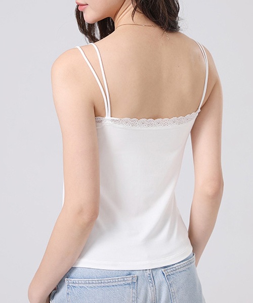 Lace Ladies(レースレディース)の「カップ付き レース 細紐 キャミ ブラトップ(キャミソール・レディース・ブラック/ホワイト/チャコールグレー/ベージュ・FREE)」の9枚目の写真