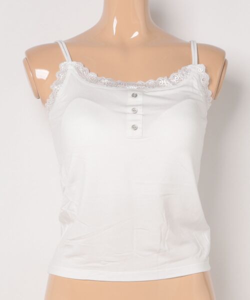 Lace Ladies(レースレディース)の「カップ付き レース 細紐 キャミ ブラトップ(キャミソール・レディース・ブラック/ホワイト/チャコールグレー/ベージュ・FREE)」の14枚目の写真