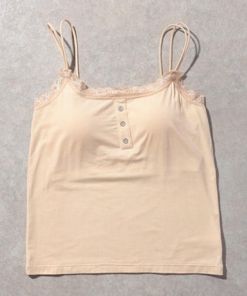 Lace Ladies(レースレディース)の「カップ付き レース 細紐 キャミ ブラトップ(キャミソール・レディース・ブラック/ホワイト/チャコールグレー/ベージュ・FREE)」の16枚目の写真