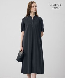 ナチュラルストレッチタフタ 5分袖ワンピース