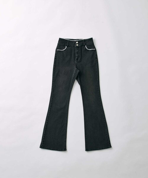 Belle Charme(ベルシャルム)の「【Belle Charme】BC Logo Lace Flare Denim(デニムパンツ・レディース・ブラック/サックスブルー/グレー・SMALL/LARGE/MEDIUM)」の10枚目の写真