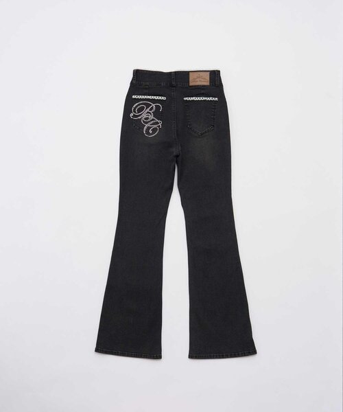 Belle Charme(ベルシャルム)の「【Belle Charme】BC Logo Lace Flare Denim(デニムパンツ・レディース・ブラック/サックスブルー/グレー・SMALL/LARGE/MEDIUM)」の11枚目の写真