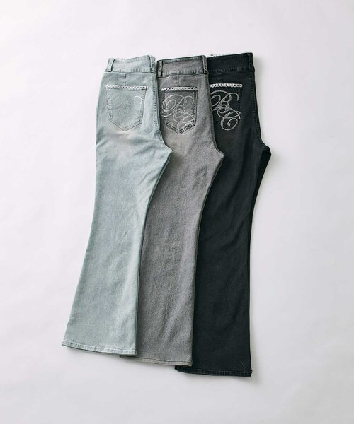 Belle Charme(ベルシャルム)の「【Belle Charme】BC Logo Lace Flare Denim(デニムパンツ・レディース・ブラック/サックスブルー/グレー・SMALL/LARGE/MEDIUM)」の12枚目の写真