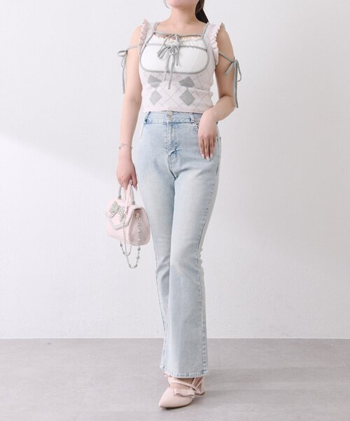 Belle Charme(ベルシャルム)の「【Belle Charme】BC Logo Lace Flare Denim(デニムパンツ・レディース・ブラック/サックスブルー/グレー・SMALL/LARGE/MEDIUM)」の13枚目の写真