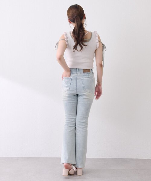 Belle Charme(ベルシャルム)の「【Belle Charme】BC Logo Lace Flare Denim(デニムパンツ・レディース・ブラック/サックスブルー/グレー・SMALL/LARGE/MEDIUM)」の14枚目の写真