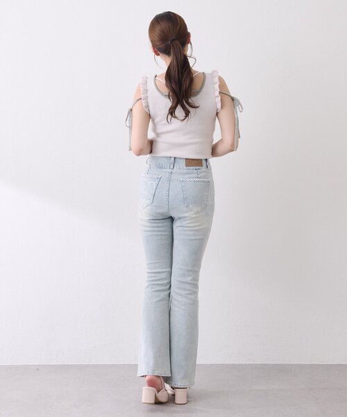 Belle Charme(ベルシャルム)の「【Belle Charme】BC Logo Lace Flare Denim(デニムパンツ・レディース・ブラック/サックスブルー/グレー・SMALL/LARGE/MEDIUM)」の15枚目の写真