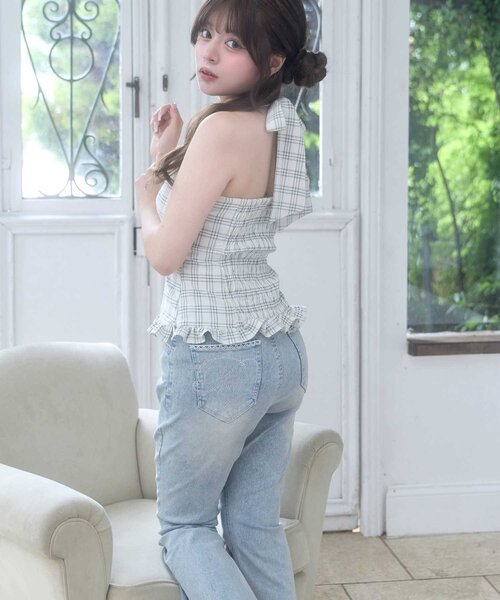 OLIVE des OLIVE(オリーブデオリーブ)の「【Belle Charme】BC Logo Lace Flare Denim(デニムパンツ・レディース・ブラック/サックスブルー/グレー・SMALL/LARGE/MEDIUM)」の19枚目の写真