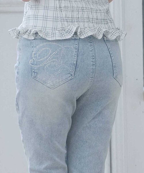 OLIVE des OLIVE(オリーブデオリーブ)の「【Belle Charme】BC Logo Lace Flare Denim(デニムパンツ・レディース・ブラック/サックスブルー/グレー・SMALL/LARGE/MEDIUM)」の22枚目の写真