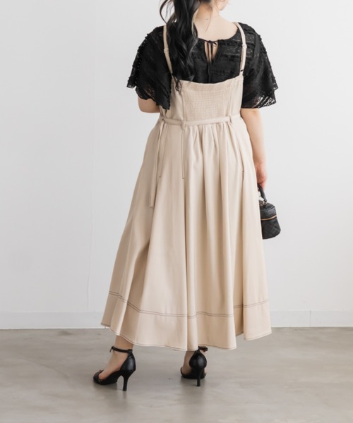 CLETTE(クレット)の「CLETTEオリジナルベルト付きステッチ配色キャミワンピース(ワンピース・レディース・アイボリー/チャコールグレー/ブラック・LL/3L/4L)」の16枚目の写真