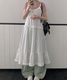 フリルティアードキャミワンピース