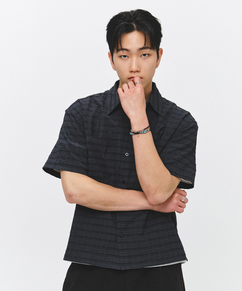ECORR(エコル)の「クリンクルクロップ半袖シャツ_チャコール(シャツ/ブラウス・レディース・その他・MEDIUM/LARGE)」の6枚目の写真