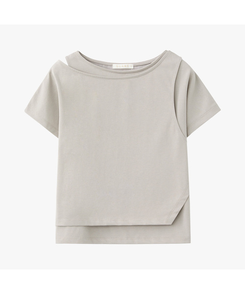 SUARE WOMEN(スアレウーマン)の「(ウィメンズ)スーピマダブルレイヤードハーフスリーブ - 4カラー(Tシャツ/カットソー・レディース・グレー/チャコール/ホワイト/ブラック・SMALL/MEDIUM)」の3枚目の写真