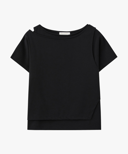 SUARE WOMEN(スアレウーマン)の「(ウィメンズ)スーピマダブルレイヤードハーフスリーブ - 4カラー(Tシャツ/カットソー・レディース・グレー/チャコール/ホワイト/ブラック・SMALL/MEDIUM)」の8枚目の写真