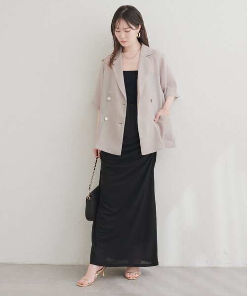 natural couture(ナチュラルクチュール)の「ギャザードレープタイトスカート(スカート・レディース・ブラック/ライトベージュ・FREE)」の9枚目の写真