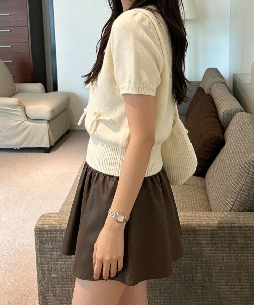 Miniministore(ミニミニストア)の「リボン付きニットトップスクルーネック夏服(ニット/セーター・レディース・グレー/アイボリー/ネイビー/ミント/ラベンダー・FREE)」の8枚目の写真