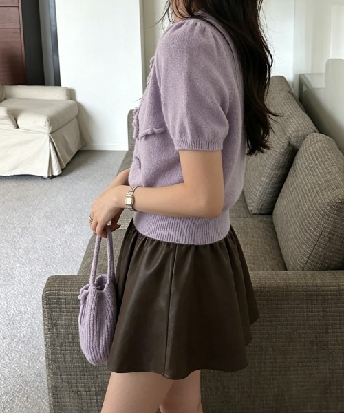 Miniministore(ミニミニストア)の「リボン付きニットトップスクルーネック夏服(ニット/セーター・レディース・グレー/アイボリー/ネイビー/ミント/ラベンダー・FREE)」の20枚目の写真