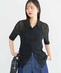 ストレッチレース襟付シャツ
