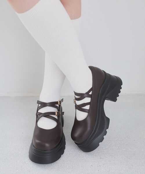 MAJESTIC LEGON（マジェスティックレゴン）の「ダブルクロス厚底スニーカーローファー（ローファー・レディース・ブラック/ブラウン・SMALL/LARGE/MEDIUM/X-LARGE）」の6枚目の写真