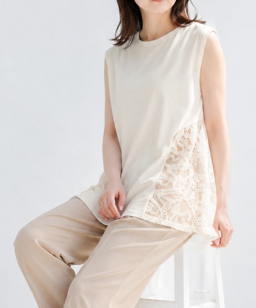 aquagarage(アクアガレージ)の「サイドレース切替ペプラムトップス(Tシャツ/カットソー・レディース・ベージュ系その他/ブラック/アイボリー・M)」の11枚目の写真