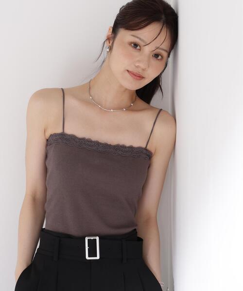 PROPORTION BODY DRESSING(プロポーションボディドレッシング)の「レースカップ付きキャミソール / 1216960800(Tシャツ/カットソー・レディース・ホワイト/ダークグレー・MEDIUM/SMALL)」の2枚目の写真