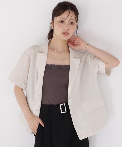 PROPORTION BODY DRESSING(プロポーションボディドレッシング)の「レースカップ付きキャミソール / 1216960800(Tシャツ/カットソー・レディース・ホワイト/ダークグレー・MEDIUM/SMALL)」の3枚目の写真