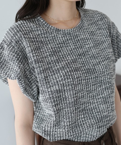 BLUEEAST(ブルーイースト)の「バルーンスリーブツイードTシャツ(Tシャツ/カットソー・レディース・ベージュ/グレー/ブラック・MEDIUM)」の19枚目の写真