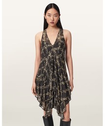 ALLSAINTS | GRETEL ASYMMETRIC TIERED MIDI DRESS | GRETEL アシンメトリー ティアード ミディ ドレス・ワンピース(ワンピース)