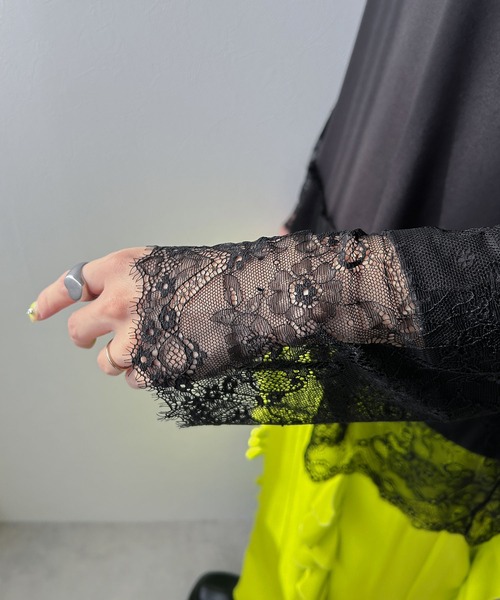 bohmal（ボマール）の「裾レース付きロンT（Tシャツ/カットソー・レディース・ホワイト/ブラック・FREE）」の5枚目の写真