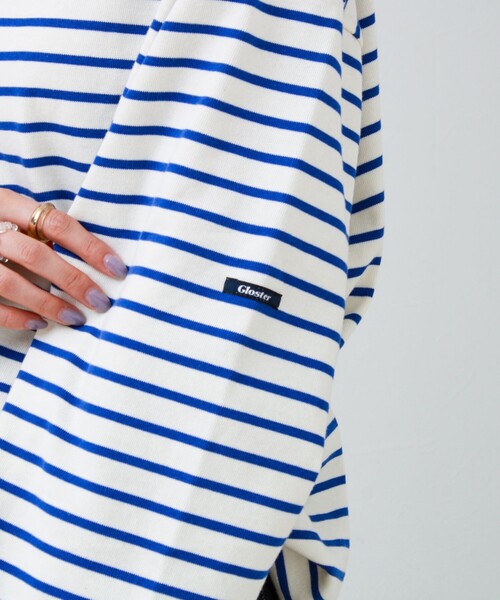 GLOSTER(グロスター)の「【ユニセックス】ワイドバスクシャツ ボートネック ボーダー オーバーサイズ(Tシャツ/カットソー・メンズ・ブラック系その他/ホワイト系その他/グリーン系その他・L/M/S)」の9枚目の写真
