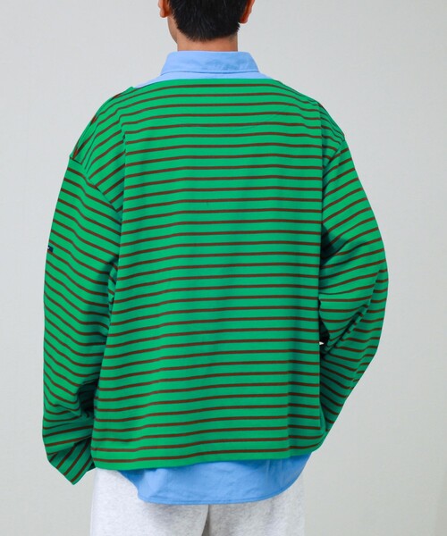 GLOSTER(グロスター)の「【ユニセックス】ワイドバスクシャツ ボートネック ボーダー オーバーサイズ(Tシャツ/カットソー・メンズ・ブラック系その他/ホワイト系その他/グリーン系その他・L/M/S)」の14枚目の写真