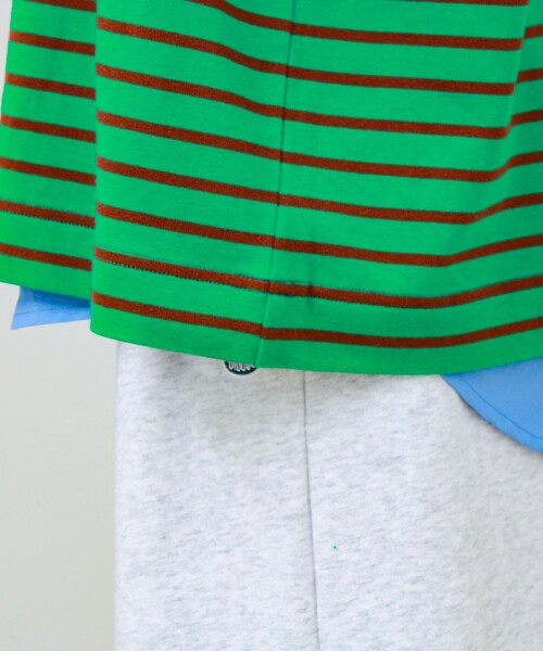 GLOSTER(グロスター)の「【ユニセックス】ワイドバスクシャツ ボートネック ボーダー オーバーサイズ(Tシャツ/カットソー・メンズ・ブラック系その他/ホワイト系その他/グリーン系その他・L/M/S)」の16枚目の写真