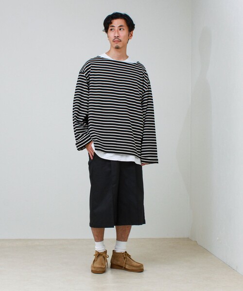 GLOSTER(グロスター)の「【ユニセックス】ワイドバスクシャツ ボートネック ボーダー オーバーサイズ(Tシャツ/カットソー・メンズ・ブラック系その他/ホワイト系その他/グリーン系その他・L/M/S)」の19枚目の写真