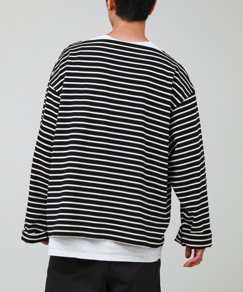GLOSTER(グロスター)の「【ユニセックス】ワイドバスクシャツ ボートネック ボーダー オーバーサイズ(Tシャツ/カットソー・メンズ・ブラック系その他/ホワイト系その他/グリーン系その他・L/M/S)」の21枚目の写真