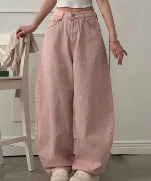 AVYL(アヴィル)の「ハートポケット ルーズワイドピンクデニムパンツ(デニムパンツ・レディース・ピンク・S/M/L)」の3枚目の写真