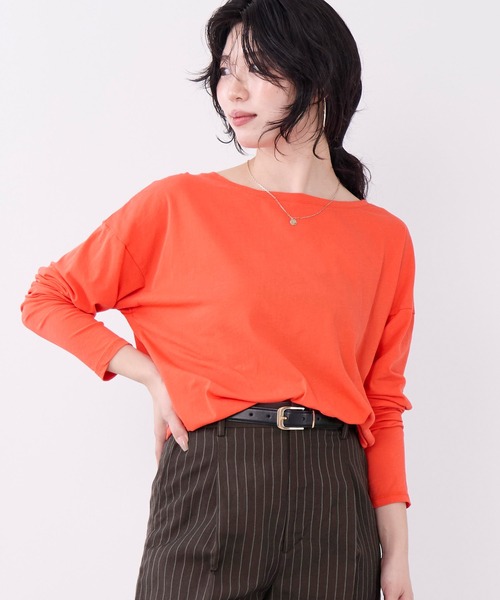 MICA&DEAL（マイカ＆ディール）の「ハイツイストプルオーバー（Tシャツ/カットソー・レディース・オフホワイト/ブラック/オレンジ・FREE）」の3枚目の写真