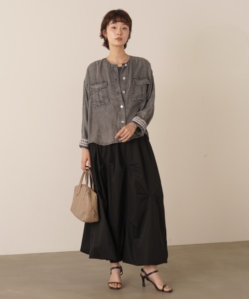 Bou Jeloud(ブージュルード)の「パウダーシルクデニムジャケット(デニムジャケット・レディース・グレー/インディゴブルー・FREE)」の19枚目の写真