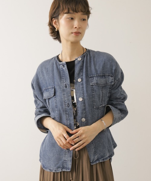 Bou Jeloud(ブージュルード)の「パウダーシルクデニムジャケット(デニムジャケット・レディース・グレー/インディゴブルー・FREE)」の9枚目の写真