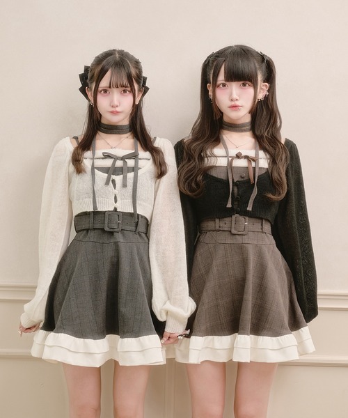 Pal elfy(パルエルフィー)の「ファー付きチェックキャミワンピース(ワンピース・レディース・ブラウン系その他/ブラック・フリー)」の12枚目の写真