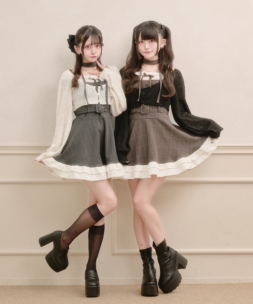 Pal elfy(パルエルフィー)の「ファー付きチェックキャミワンピース(ワンピース・レディース・ブラウン系その他/ブラック・フリー)」の13枚目の写真