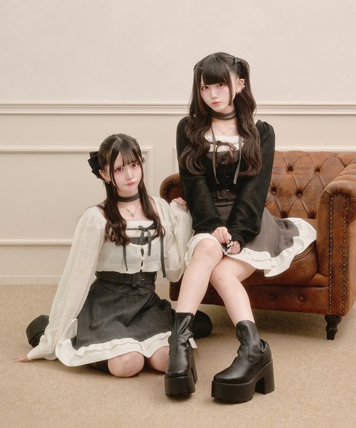 Pal elfy(パルエルフィー)の「ファー付きチェックキャミワンピース(ワンピース・レディース・ブラウン系その他/ブラック・フリー)」の9枚目の写真