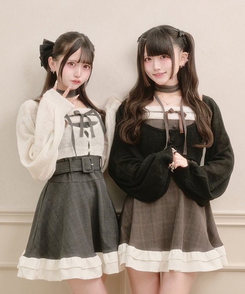Pal elfy(パルエルフィー)の「ファー付きチェックキャミワンピース(ワンピース・レディース・ブラウン系その他/ブラック・フリー)」の10枚目の写真