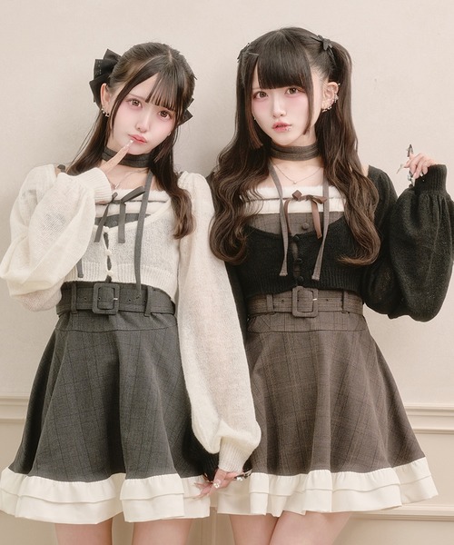 Pal elfy(パルエルフィー)の「ファー付きチェックキャミワンピース(ワンピース・レディース・ブラウン系その他/ブラック・フリー)」の11枚目の写真