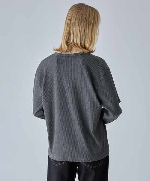 VELNUS(ベルナス)の「【VELNUS】Asymmetrical Rib Knit Cardigan/アシンメトリーリブニットカーディガン(カーディガン/ボレロ・メンズ・ネイビー/チャコールグレー・L/S/M)」の13枚目の写真