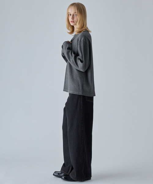VELNUS(ベルナス)の「【VELNUS】Asymmetrical Rib Knit Cardigan/アシンメトリーリブニットカーディガン(カーディガン/ボレロ・メンズ・ネイビー/チャコールグレー・L/S/M)」の18枚目の写真