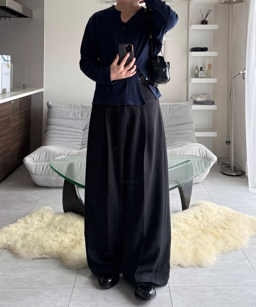 VELNUS(ベルナス)の「【VELNUS】Asymmetrical Rib Knit Cardigan/アシンメトリーリブニットカーディガン(カーディガン/ボレロ・メンズ・ネイビー/チャコールグレー・L/S/M)」の5枚目の写真